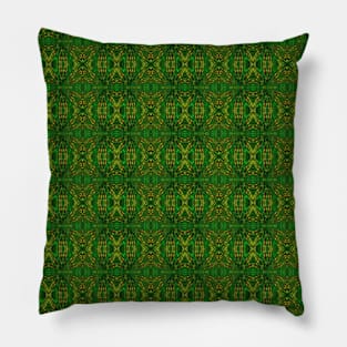 Green Yellow Psychedelic Fractal Abstract Pattern Pillow