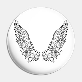 wings, hand drawn, black and white illustration Pin