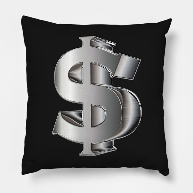 Dollarsign in 3D silver Pillow by robelf
