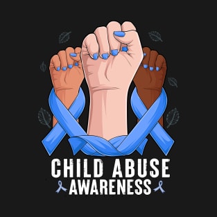 Child Abuse Prevention Awareness Month Blue Ribbon gift idea T-Shirt