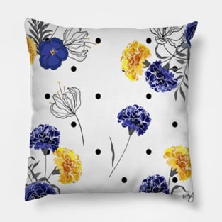 Cute Blue Yellow Roses Flowers Pattern Pillow