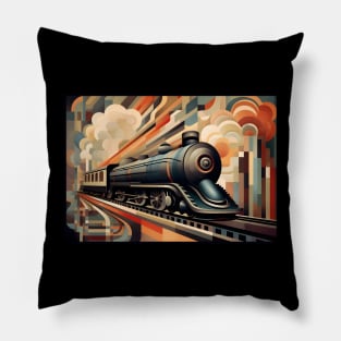 I like trains, Art Deco Pillow