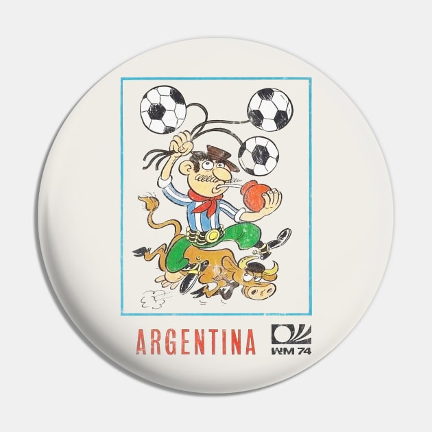 Argentina / 70s Vintage-Style Soccer Fan Design Pin by DankFutura