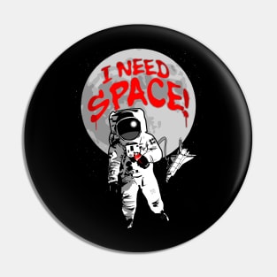 I Need Space! Social Distancing Astronaut Graffiti Moon Pin