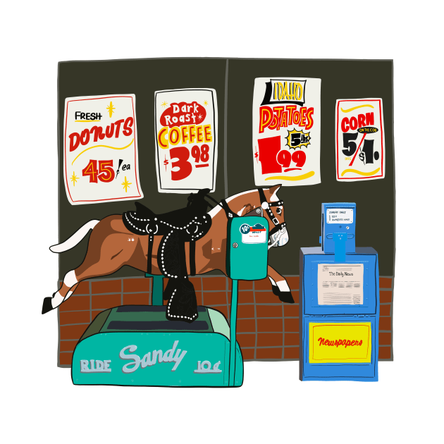 Sandy the Horse at the Grocery Store by jenblove