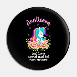 Aunticorn Unicorn Awesome Auntie Aunt Gift Pin