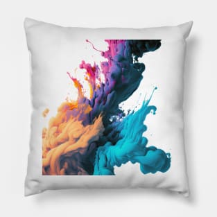 Dramatic ink contrasting vivid red, blue, and purple colors. Vivid and intense abstract background or wallpaper Pillow