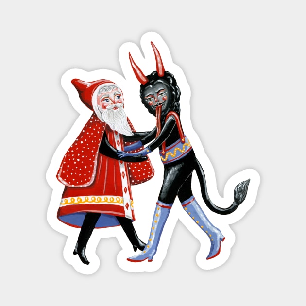 Father Christmas and Krampus dancing Magnet by KayleighRadcliffe