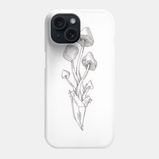 Mushroom Amethyst Crystal Line Art Phone Case