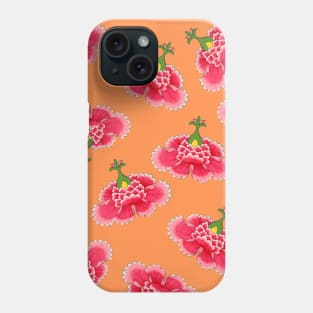 Chinese Vintage Pink and Red Flowers with Orange - Hong Kong Traditional Floral Pattern Phone Case