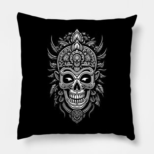 Black and White Tribal Mask Pillow