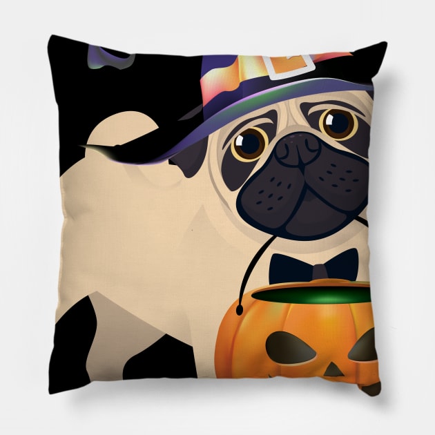 Halloween Pug Scary Pumpkin Costume Pillow by foxmqpo