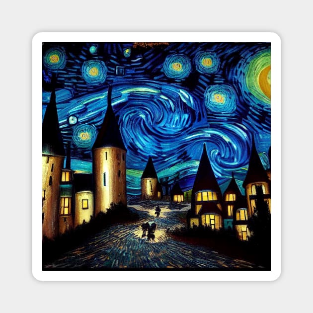 Starry Night Over Hogsmeade Magnet by Grassroots Green