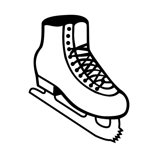 Ice Skates or Ice Skating Shoes Boots with Blades Cartoon Retro by patrimonio