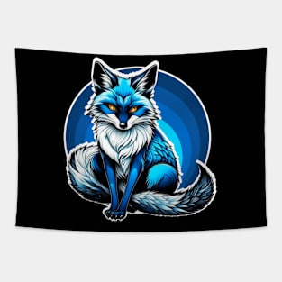 Black and Blue Kitsune Tapestry