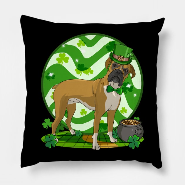 Boxer Dog St Patricks Day Leprechaun Pillow by Noseking