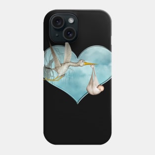 Cute baby is coming with stork Phone Case