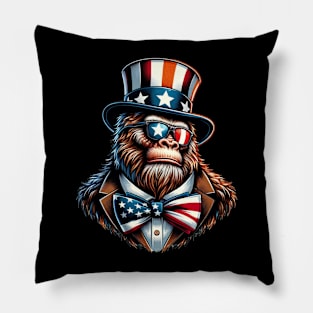 Bigfoot Patriotic Sunglasses American Flag 4th of July Pillow