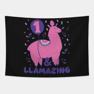 Llamazing 1st Birthday 1 Year Old Llama Girls Kids Gift product Tapestry