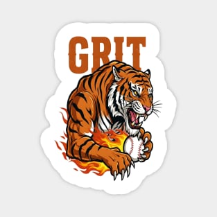 Grit Tiger Baseball Tee - Fierce Feline Fastball Magnet