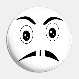 Black and white angry face Pin