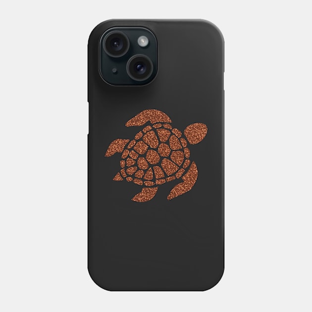 Dark Orange Faux Glitter Turtle Phone Case by Felicity-K