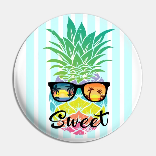 Sweet Tropical Summer - Blue Stripes on - Pin by Peter the T-Shirt Dude