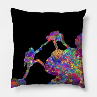 Climber couple watercolor art Pillow