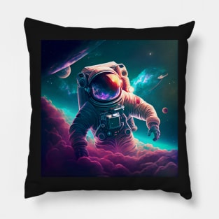 Floating Astronaught in purple spacedust Pillow