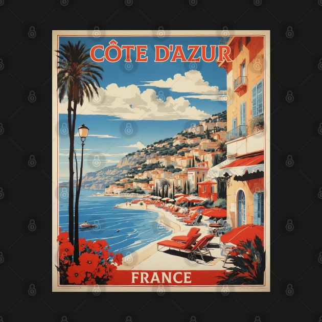 Cote D'azur France Tourism Vintage Poster by TravelersGems