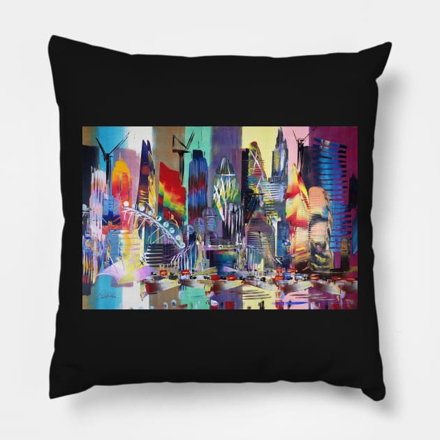 London Cityscape Skyline Abstract 625 Pillow by artsale