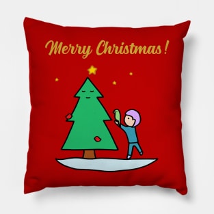 Merry Christmas - Sustainable Tree (Red) Pillow
