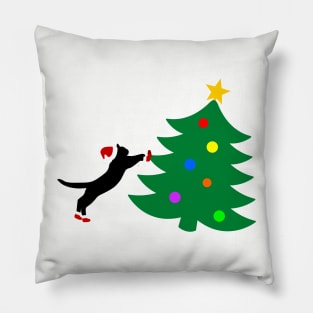 Cat ruining Christmas tree Pillow