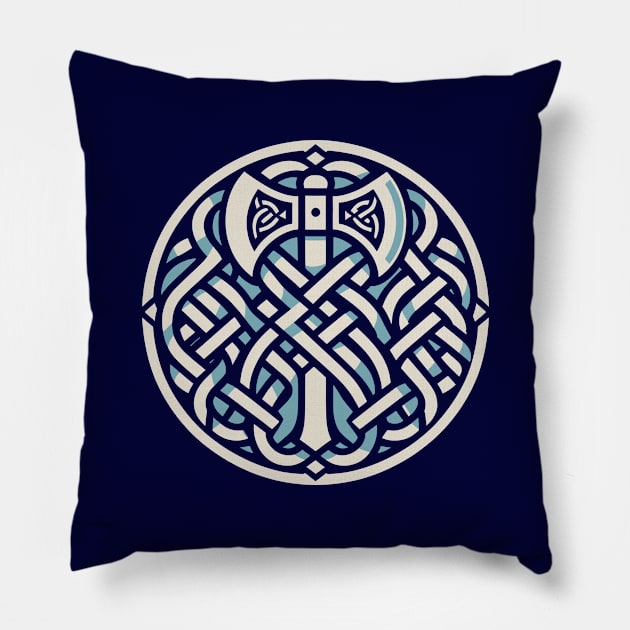 knotwork viking axe Pillow by YEBYEMYETOZEN