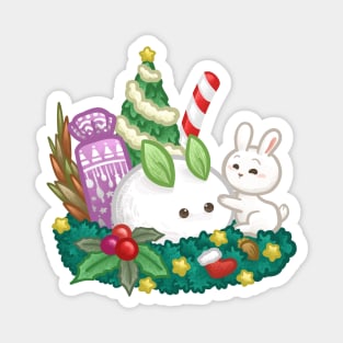 Bunny Christmas Snow Magnet