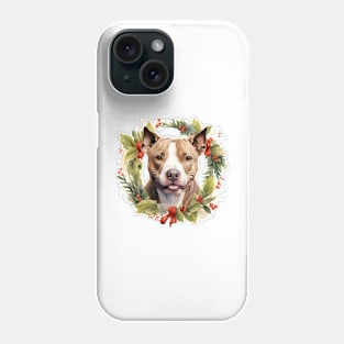 Christmas Pitbull Dog Wreath Phone Case