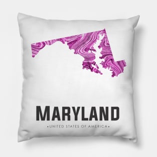 Maryland state map abstract pink Pillow