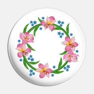 Alstroemeria Floral Spring Wreath Pin