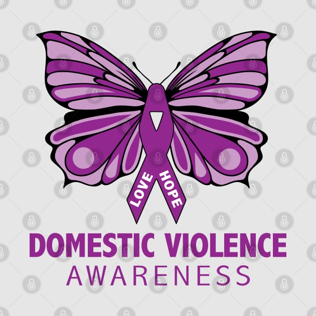 Domestic Violence Awareness Purple Butterfly Ribbon by mstory