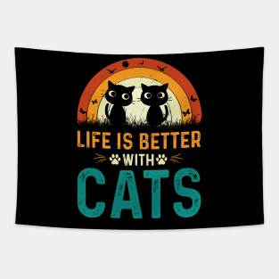 life is better with cats t-shirt Tapestry