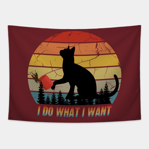 I Do What I Want Cat - Vintage Tapestry by Recapaca