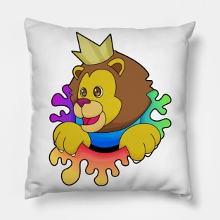 Lion as King with Crown Pillow