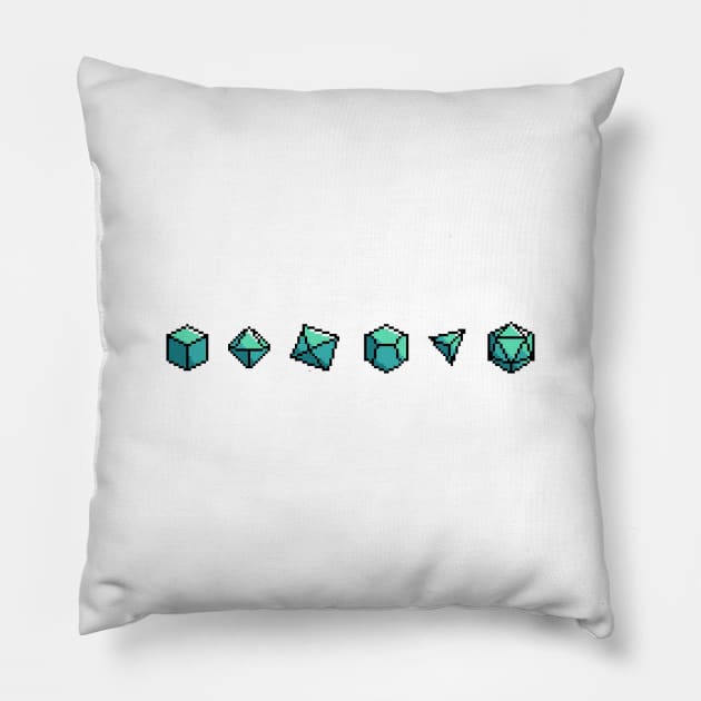 Pixel Art D20 Gems Roleplaying Dice Set D&D Pillow by RetroGeek