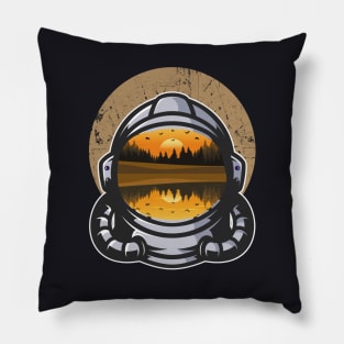 Astronaut Space Travel Sunset in Helmet Pillow