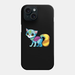 Adorable Cartoon Cat with Golden Tail and Backpack Phone Case