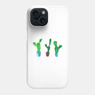 Succulent cacti in pots - mixed media collage Phone Case