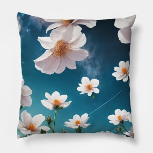 Celestial Blooms: Flowers in the Sky Pillow