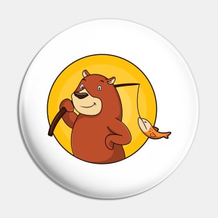 Bear as Angler with Fish Pin