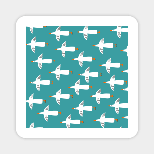 Flying white seagulls on blue background Magnet