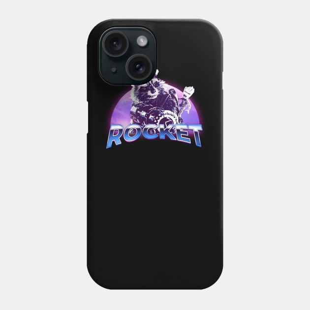 rocket raccoon retrowave Phone Case by Thermul Bidean